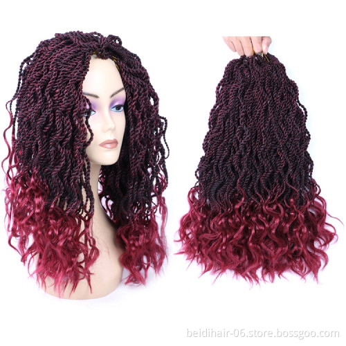 Wavy Senegalese Twist Braids Crochet Hair with Loose Curl Ends Twisted Braid Hair Extension14inch 35 Strands